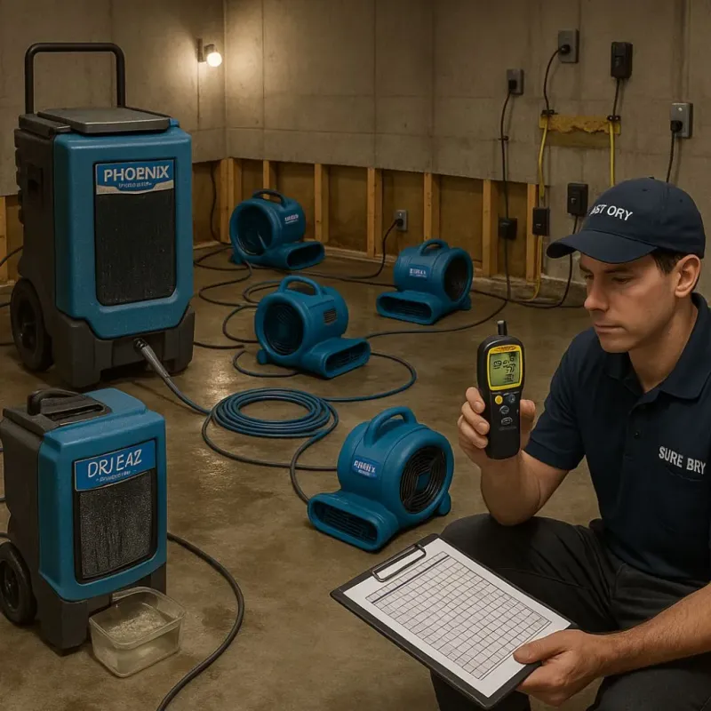 Structural Drying and Dehumidification process in Mattapoisett Center, MA